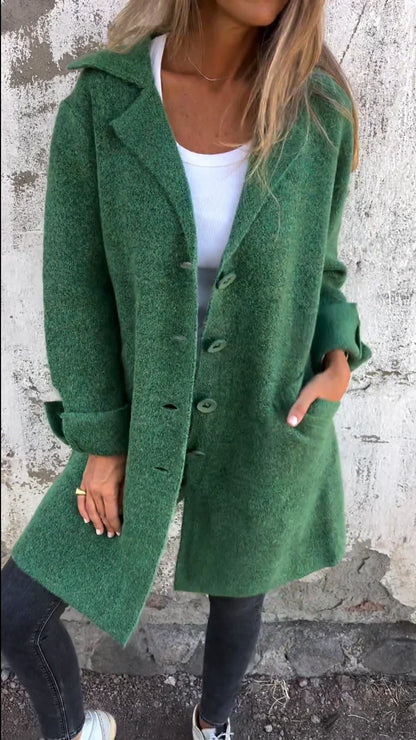 Baylea - Casual Single-breasted Coat with Wool Revers