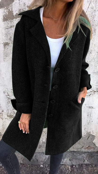 Baylea - Casual Single-breasted Coat with Wool Revers