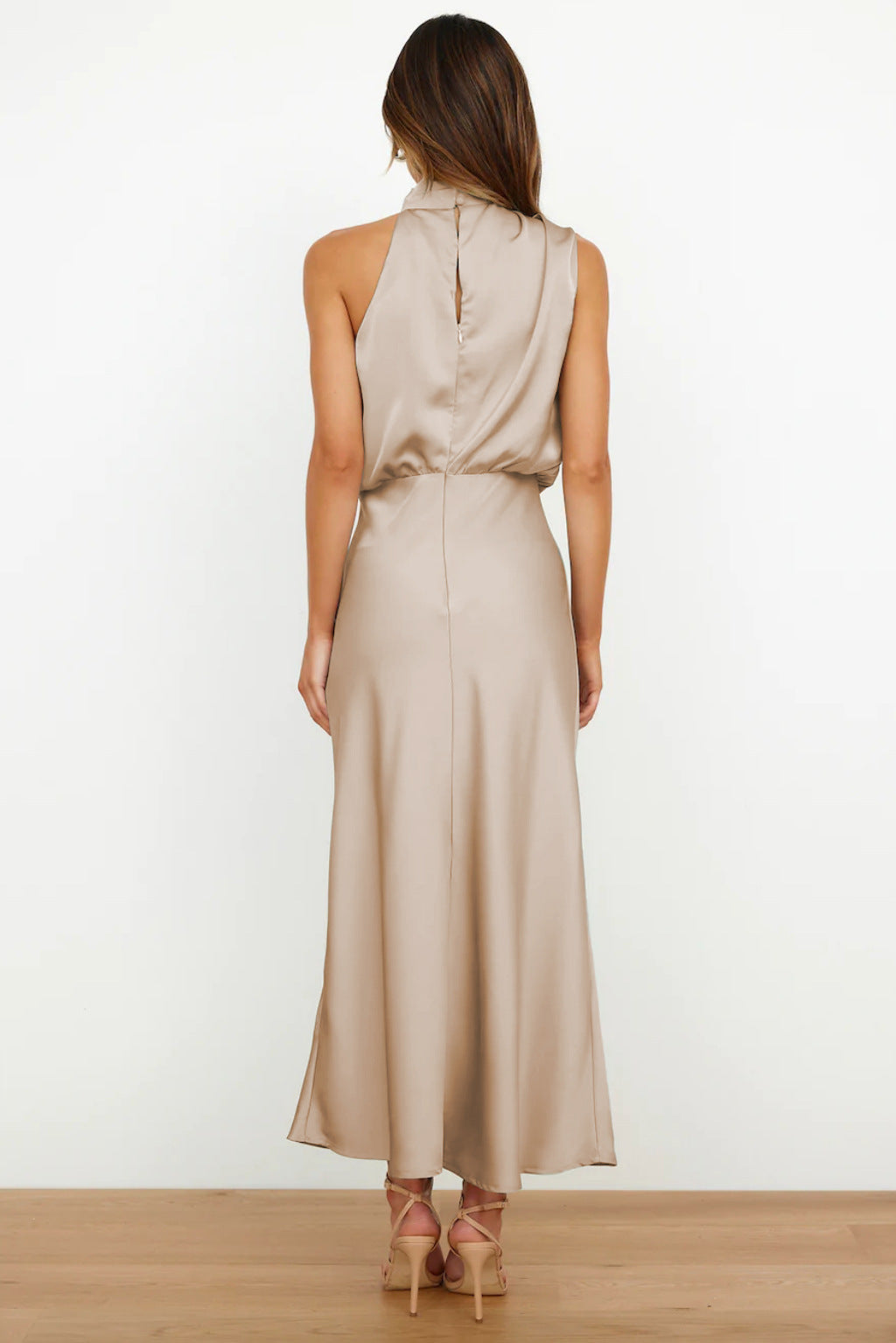 Carlina® | Satin Halter Neck Long Dress