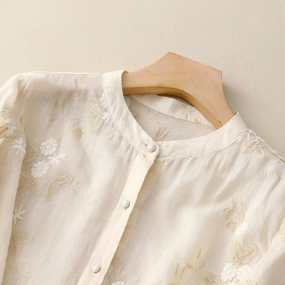 Emily | Cotton Top with Floral Embroidery