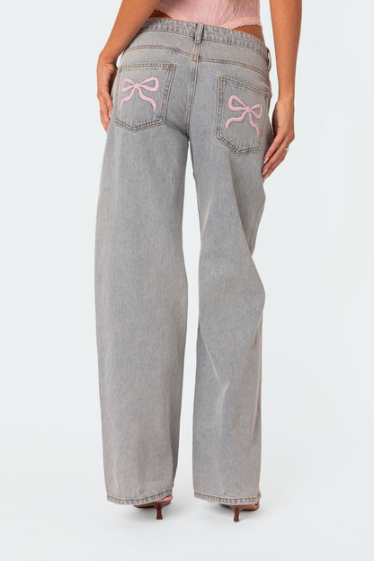 Vyerra Bow Tie Jeans - Oversized Jeans with bows