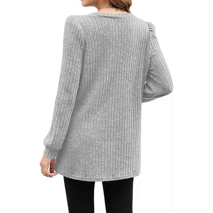 Ava | Mid-Length Solid Color Sweater with Pockets